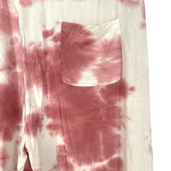 Lates By Kate Tie-Dye Lounge Pajama Set Short Sleeve Modal Pink Cream Size Large - Picture 7 of 13